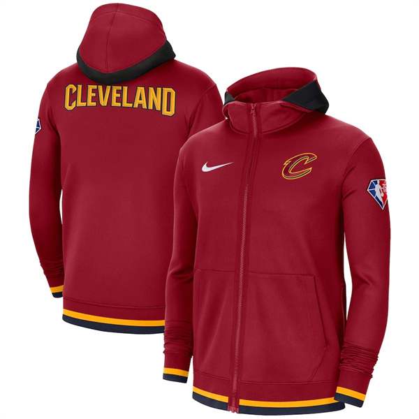 Men's Cleveland Cavaliers Red 75th Anniversary Performance Showtime Full-Zip Hoodie Jacket